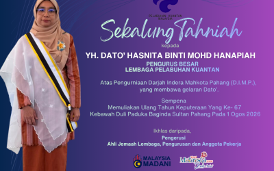 1 Ogos 2026 : Pengurniaan Darjah Indera Mahkota Pahang (D.I.M.P.) Kepada Pengurus Besar Lembaga Pelabuhan Kuantan (LPKtn)